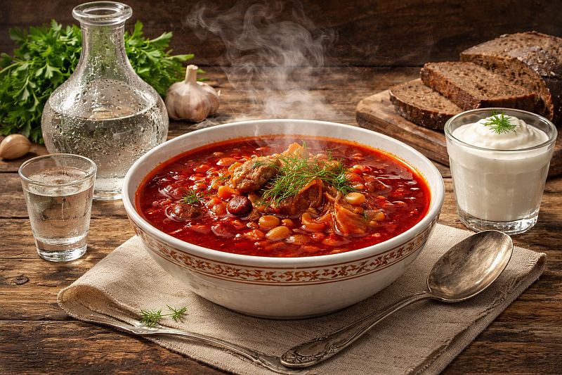 Украинский борщ с фасолью